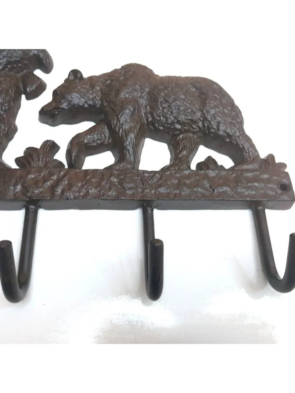 Cast Iron Bear Wall 4 Hook Key Rack Coat Rack Rustic Forest Lodge Brown Finish